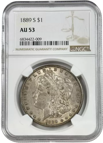 1889 S San Francisco Morgan Silver Dollar $1 Coin NGC AU 53