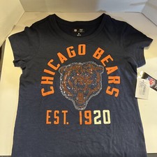 NMT Chicago Bears Ladies Rhinestone T Shirt Size Small