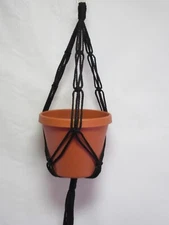 MACRAME PLANT HANGER 20 inch FRIENDSHIP Black Cord  - CHOOSE COLOR