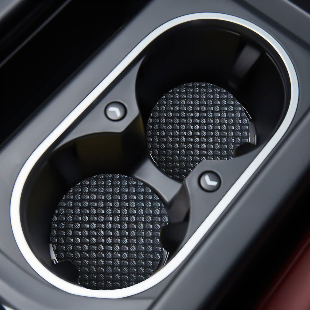 2Pcs Woven Leather Non-Slip Cup Coaster Mat for Car Accessories
