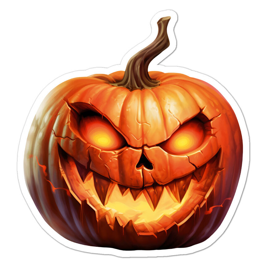 Pumpkin Jack O'Lantern, Vinyl Decal Sticker, Indoor Outdoor, 3 Sizes ...