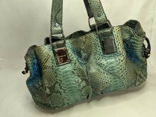 Michael Kors Genuine Blue Python Rehearsal Satchel Hobo Handbag 
