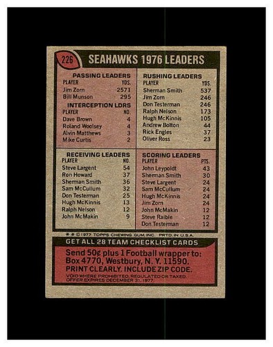 1977 TOPPS FOOTBALL #1-300 YOU PICK SEE PHOTOS OF EVERY CARD STARS *NEW LISTING* - Picture 327 of 433