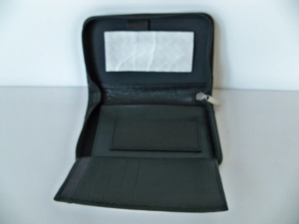 Cartera cartera cartera cartera con cremallera de cuero de grano superior negra Foto 4 de 4