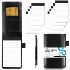 Pocket Notepad Holder with Pen, 3 x 5 Inch Small Leather Pocket Notebook with...