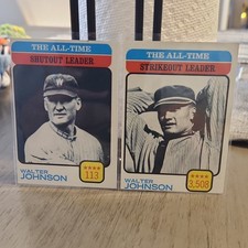 T.C.G. Walter Johnson Shutout Leader Strikeout Leader Card Lot - 2 Cards