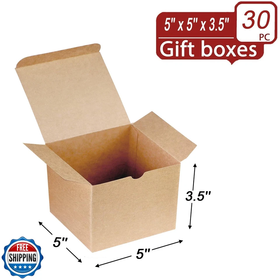 Xxcxpark 30 PCS Brown Kraft Gift Boxes 5x5x3.5, Party Favor Kraft Paper Gift - Image 2 of 4