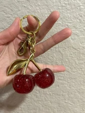 Coach Red Cherry Apple Bag Charm Keychain Resin Metal Brass Purse Decoration