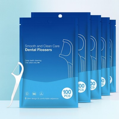 Dental Floss Picks Pack of 5 (500 Count)   Deep Teeth Cleaning, Effective Plaque