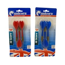  2 Sets Vintage Unicorn Hi Score Steel Tip Brass Darts Blue  Red 6 Darts