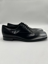 Men’s Prada Nuanced Brushed Leather Lace-UpShoes Black Silver Size 9.5UK