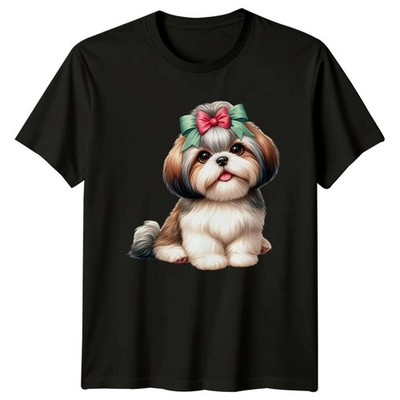 Süßes Shih Tzu Hund mit Schleife T-Shirt, Haustierliebhaber T-Shirt