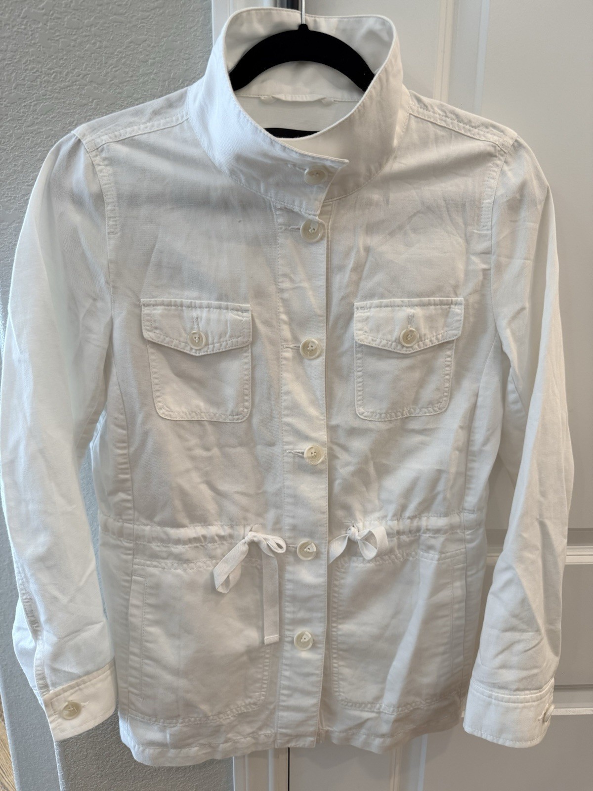 Talbots Washed Linen Jacket White Button Front Li… - image 1