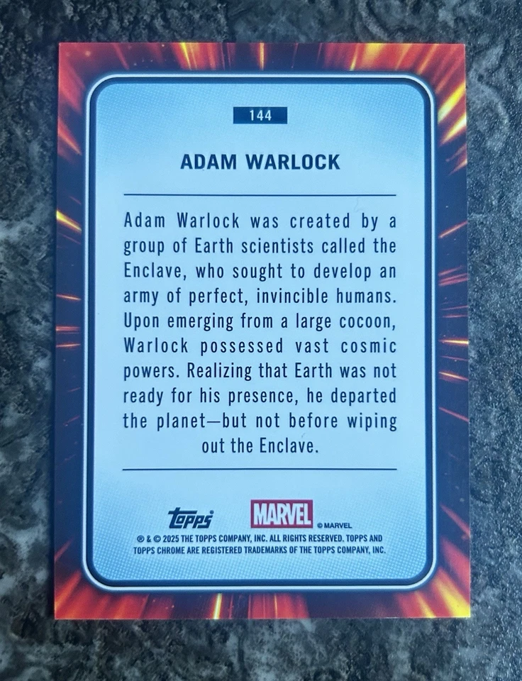 2025 Topps Chrome Marvel ADAM WARLOCK /50 🔥 Gold Wave #144 - Image 3 of 3
