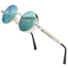 Vintage Round Steampunk Sunglasses for Women Men Circle Gothic Glasses Retro ...