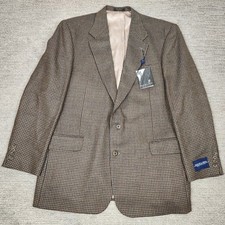 NEW Oscar De La Renta 100 Wool Herringbone Blazer Mens 46L Sport Coat Brown
