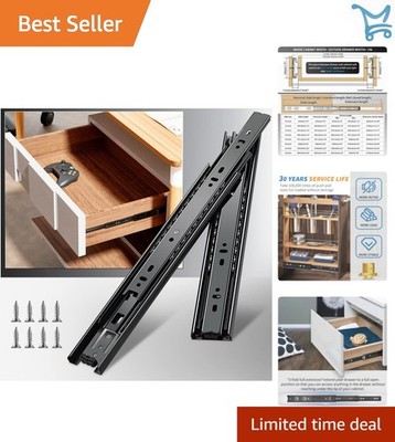 Full Extension Drawer Slides Metal 12 Inch Side Mount Heavy Duty 100 lb Black