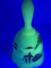 VTG Fenton Satin Custard Glass Handpainted Winter Christmas Bell D. Frederick