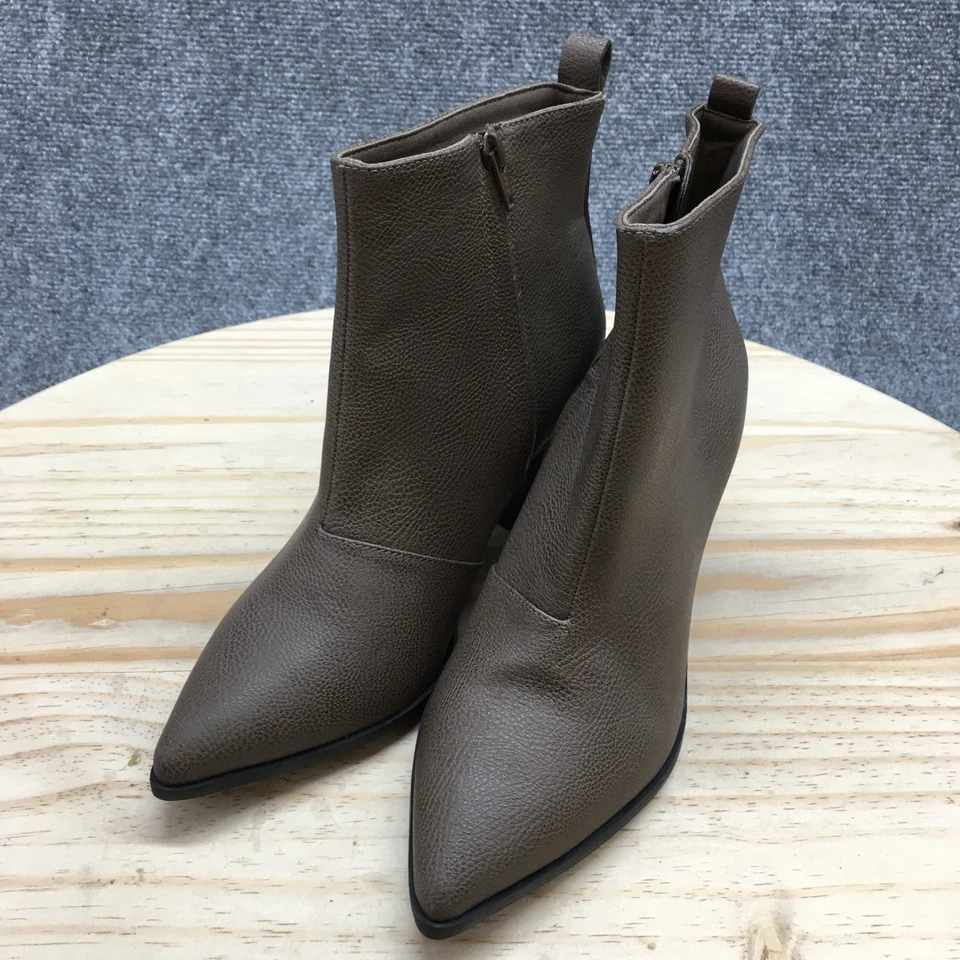 Botas antiguas azul marino para mujer 8 botines al tobillo color topo imitación cuero cremallera tacones en punta NUEVAS Foto 3 de 4