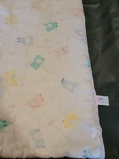 Rare!!! Cuddle Time Vintage Baby Crib Blanket Comforter Green Blue Pink 31"x40" 