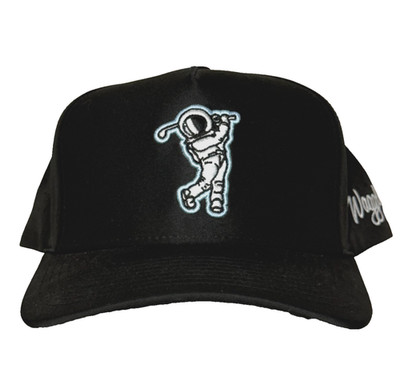 Waggle Moon Shot OG Snapback Hat Black Golf Astronaut Logo Adjustable Cap