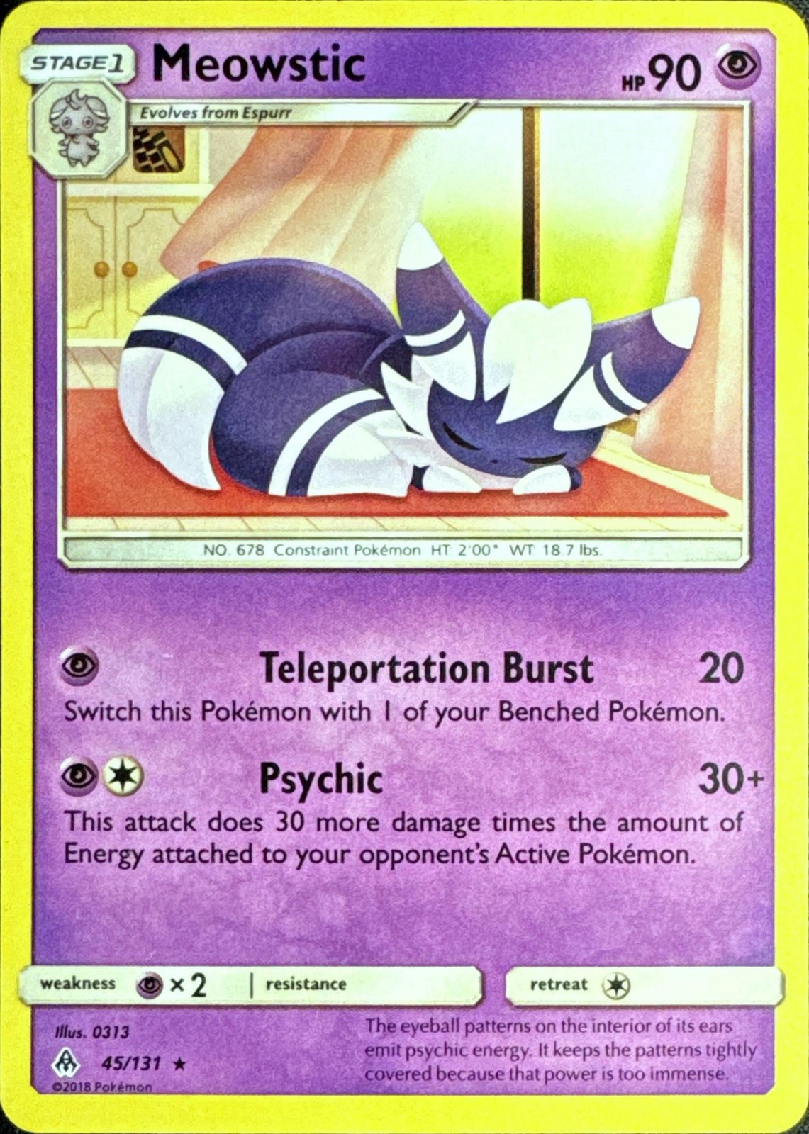 Meowstic 45/131 Rare Forbidden Light Pokemon Moderately Played