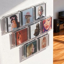 Transparent Acrylic CD Display Case Clear Protective Dust Cover Wall Mountable