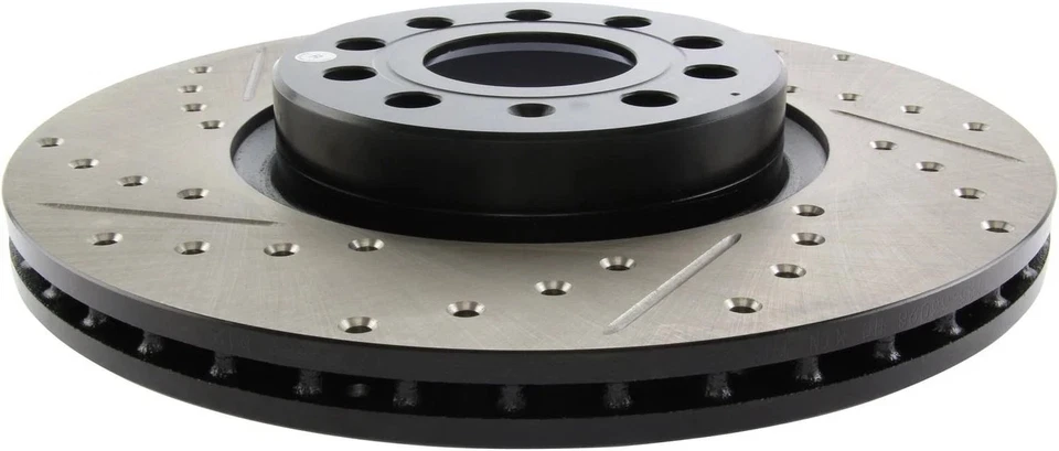 Disco de freno delantero derecho perforado ranurado se adapta a Audi A1 VW Tiguan Bora Seat Aleta Foto 3 de 4