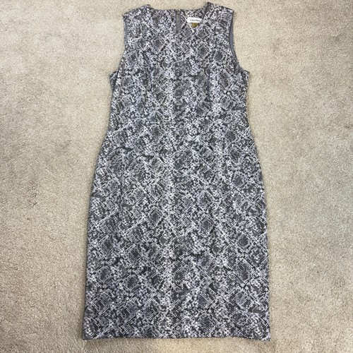 Calvin Klein Gray Snakeskin Print Sleeveless Sheath Dress Size 10 GUC - Afbeelding 1 van 5