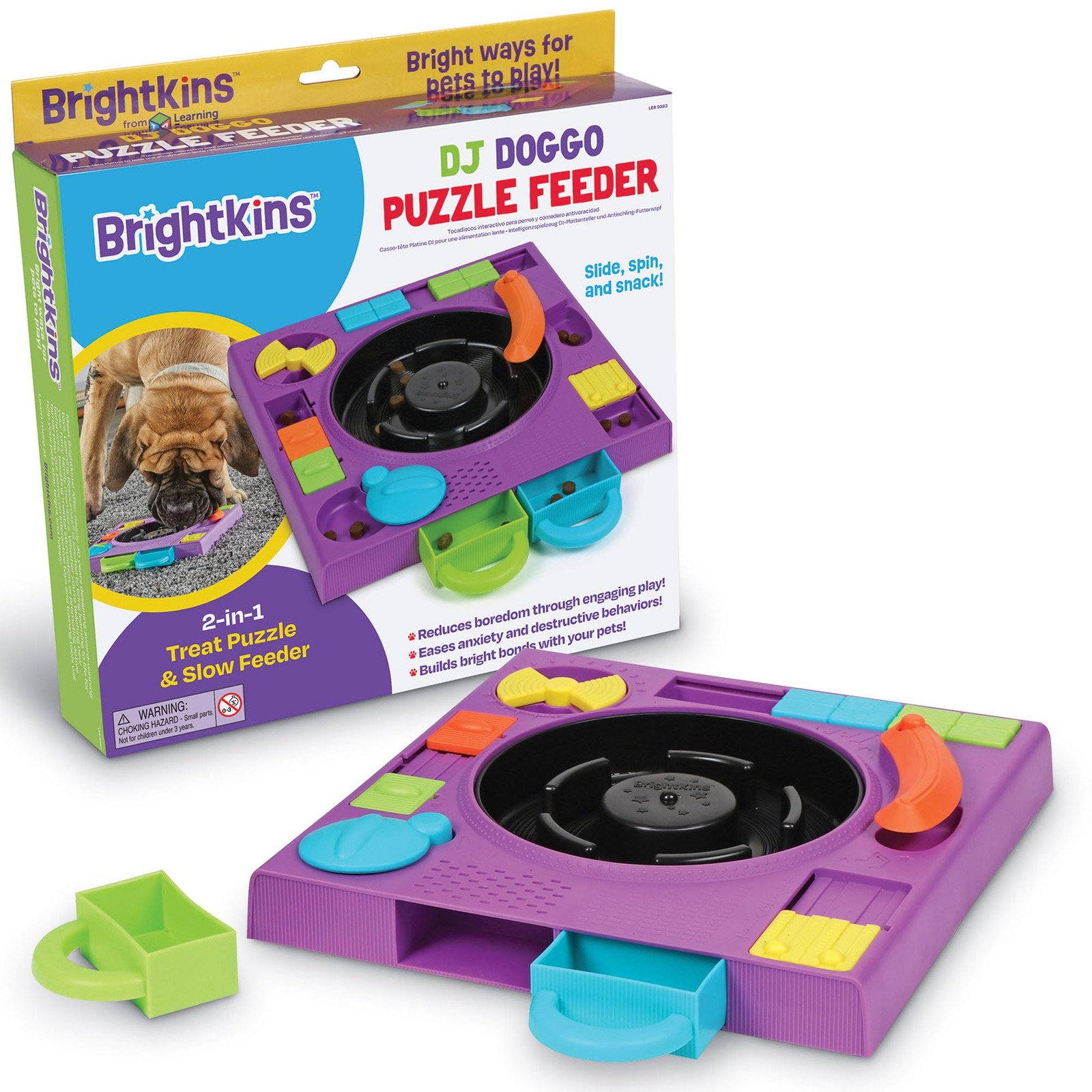 DJ Doggo Puzzle Feeder 2 in 1 Slow Feeding Bowl & Interactive Toy Non Skid