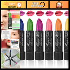 Set of six matte lipsticks in various colors, including Aloe Vera Infused, with pink-yellow packaging and visible branding.