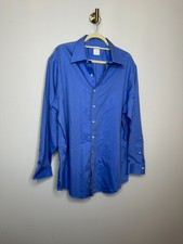 Brooks Brothers Blue 346 Non-Iron All Cotton Button Front Shirt 17-4/5