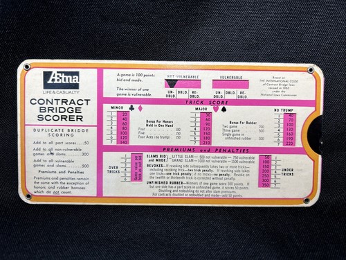 Vtg 1963 Contract Bridge Game Scorer Aetna Insurance Vintage MCM - Picture 3 of 16