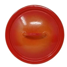 Descoware Cast Iron Enameled Lid FE 14  Red Orange Flame Vintage #D-45