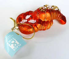 Christmas Nautical Coastal Beach Glass Lobster Ornament New