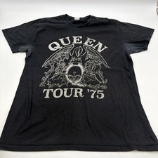 Queen Tour 75 T-shirt Men XL Black Graphic Print 100 . 48156