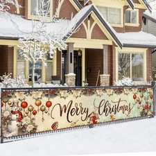 Christmas Decorations Outdoor Vintage Snowman Deer Merry Banner 