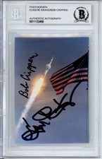 ROBERT CRIPPEN & EUGENE KRANZ SIGNED PHOTO ASTRONAUT AUTOGRAPH BAS BECKETT COA