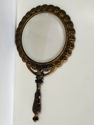#ad Bradley and Hubbard Antique B amp; H Handheld Mirror 3568 Cast Brass Metal $35.00