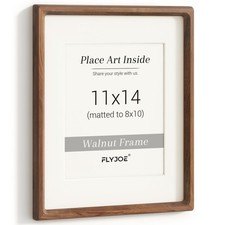 11x14 Picture Frame, USA-Sourced Natural Walnut Wood Photo Frame with Tempere...