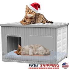 Stackable Outdoor Cat House Easy Clean Multi-Story Cat Shelter Cozy Warm Bed New