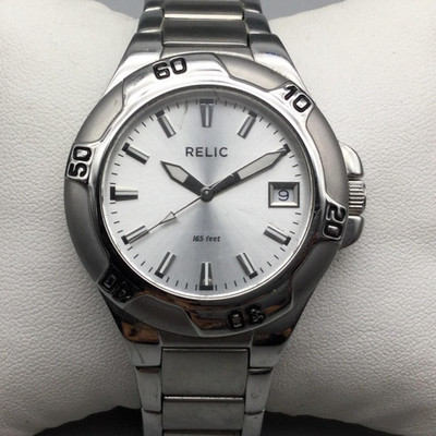 Relic Watch Mens 38mm Stainless Steel Date 165ft ZR11674 New