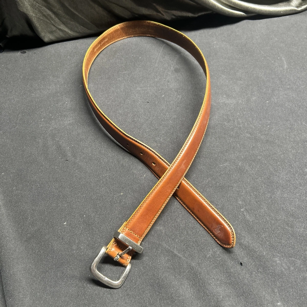 Polo by Ralph Lauren Genuine Leather, Gold and Navy Canvas Belt, 36 / 90 Ralph Lauren Polo $595 Purple Label Stirrup Vachetta Leather  main image 3