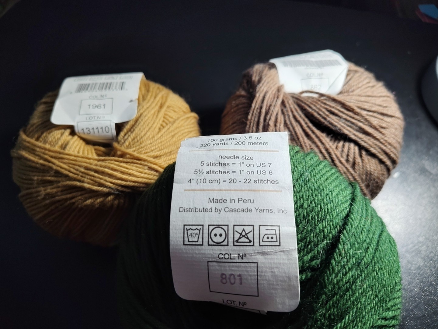 Lot of 3  220 Superwash by Cascade - 100% Wool - 220 yds / 3.5 Oz