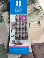 Essential Home Wild Lodge Fabric Shower Curtain 70x72in Animals Nature Bathroom
