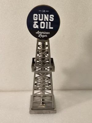 Guns & Oil American Lager Metal Oil Rig Derrick Texas 11'' Draft Beer Tap Handle