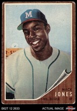 1962 Topps #186 Mack Jones Normal Tint Braves RC COMMON VARIATION 1 - POOR