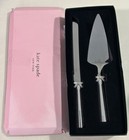 Kate Spade Lenox Grace Avenue 2 Piece Dessert Set Cake Server Bows Silverplate