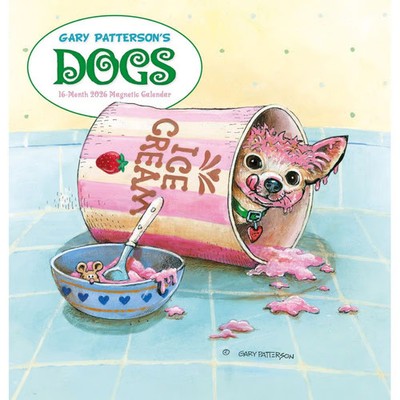 Carousel Calendars,  Dogs 2026 Magnetic Calendar by Gary Patterson, 8'' X 8'', 1
