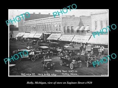 Holly Michigan The Stores On Saginaw Street C1920 Large Historic Old Photo